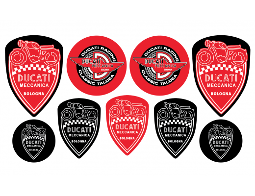 Ducati Meccanica 3d domed big emblem sticker set